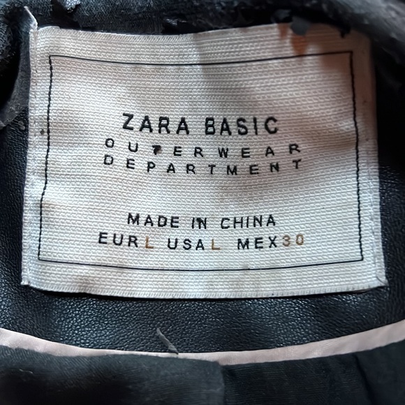 Zara faux leather black peplum jacket size large (**see description) - Picture 7 of 13